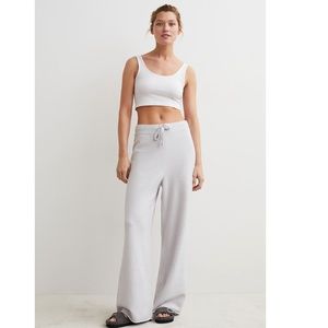 H&M Wool Blend Gray Knit Wide Leg Pants